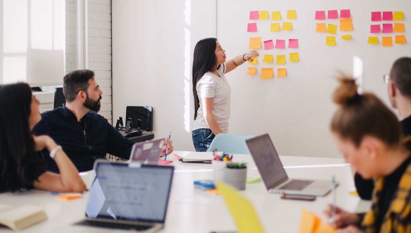 Business meeting in an office space